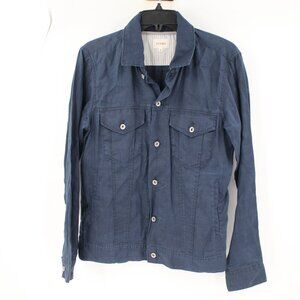 beams workshirt jacket mens Medium linen flax button up pockets indigo blue